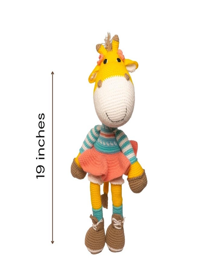 Happy Threads | Handmade Crochet Giraffe, Greta,19 inch Tall, Perfect Size to Cuddle, Stuffed Woolen Animals,Best Soft Toys for Boys & Girls, Eco-Friendly Decor and Gifting Items(BIS Certified) - Image 2